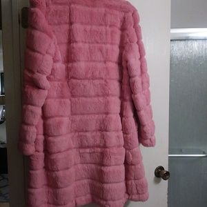 Wilsons Leather | pink rabbit fur jacket (so soft)
